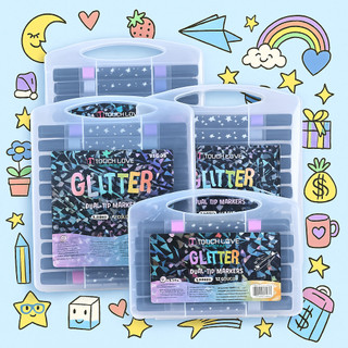 Marcador metálico 12/24/36/48/60 caneta de glitter de cabeça dupla marcador de cabeça dup…