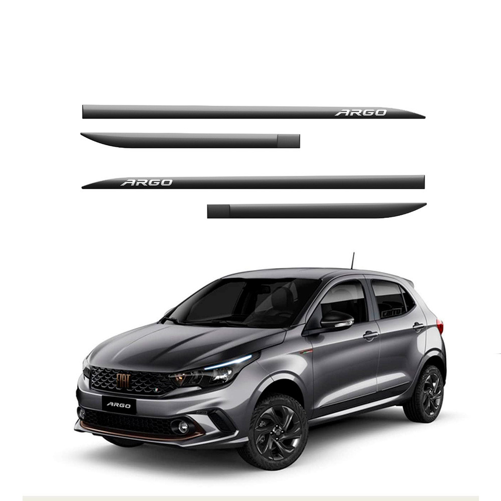 Friso Lateral Fiat Argo 2017 a 2024 Flash Cotrim Protetor de Portas Cinza Silverstone 4 Peças