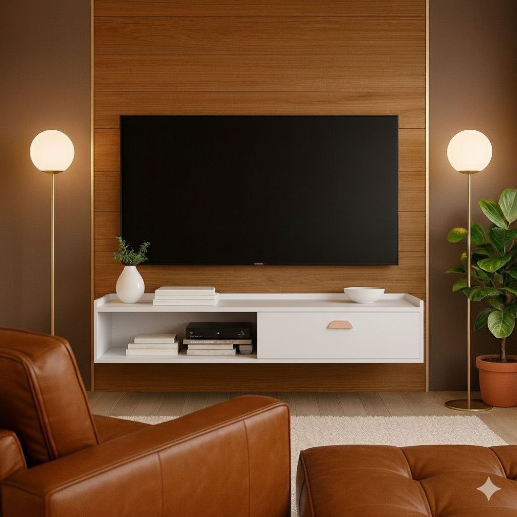 Rack Suspenso Sala Tv 90cm Home Decoração Sala Quarto nicho 1 Porta Cores Painel TV
