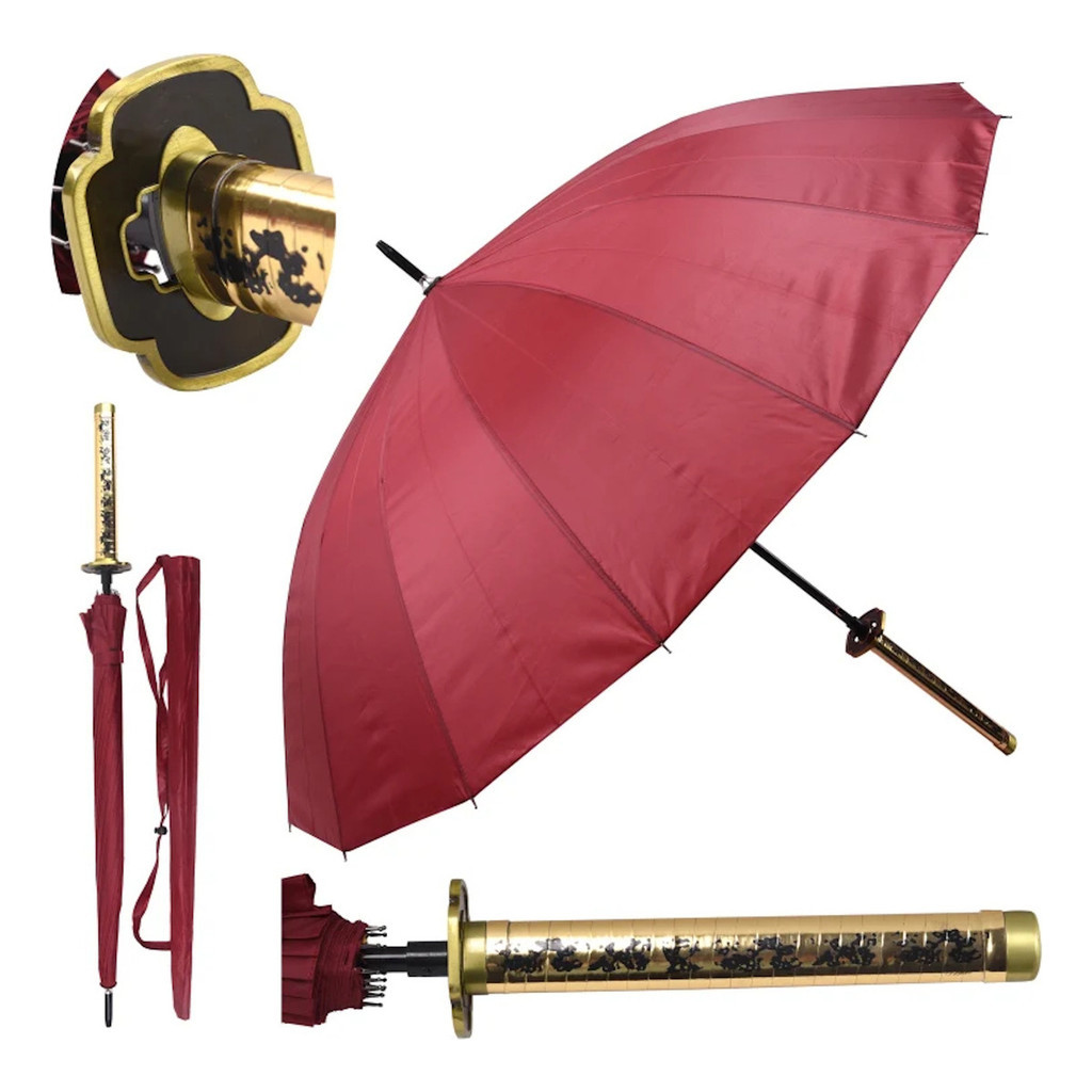 Guarda Chuva Cabo O-Katana Yoriichi Tsugikuni Demon Slayer Suporte Mesa