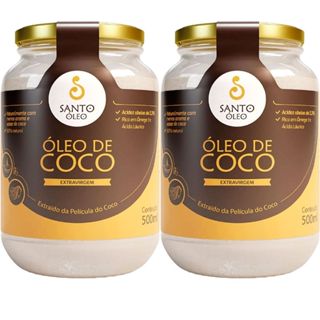 Kit 2X Óleo de Coco Extra Virgem de Película - 500ml - Santo Óleo em Oferta na Shopee