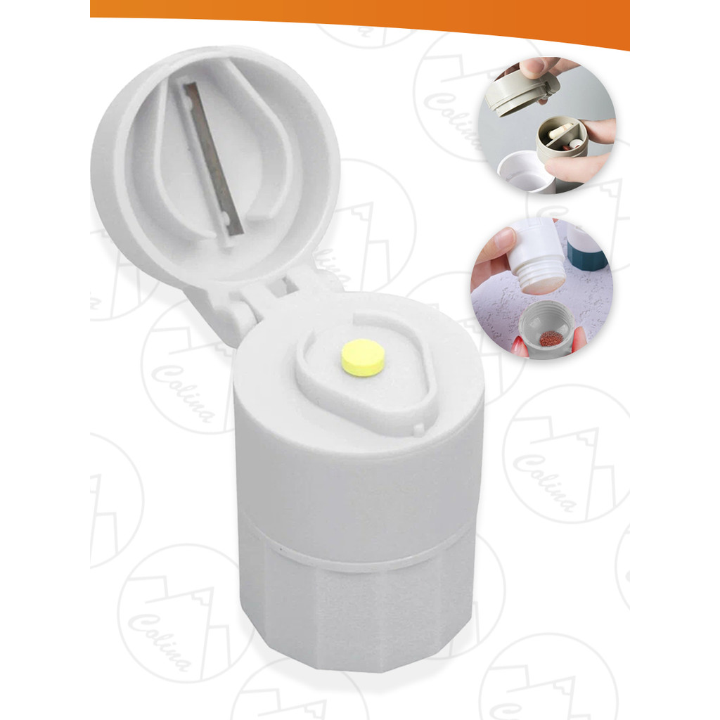 Porta Comprimido Multiuso Com Amassador E Cortador Armazenamento Duplo Envio Imediato