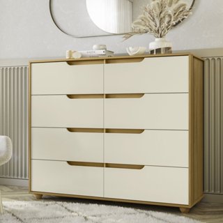 Cômoda 8 Gavetas Doble Cinamomo/Off White em Oferta na Shopee