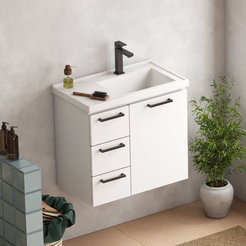 Gabinete Para Banheiro Em Aço 3 Gavetas Ameixa Branco em Oferta na Shopee