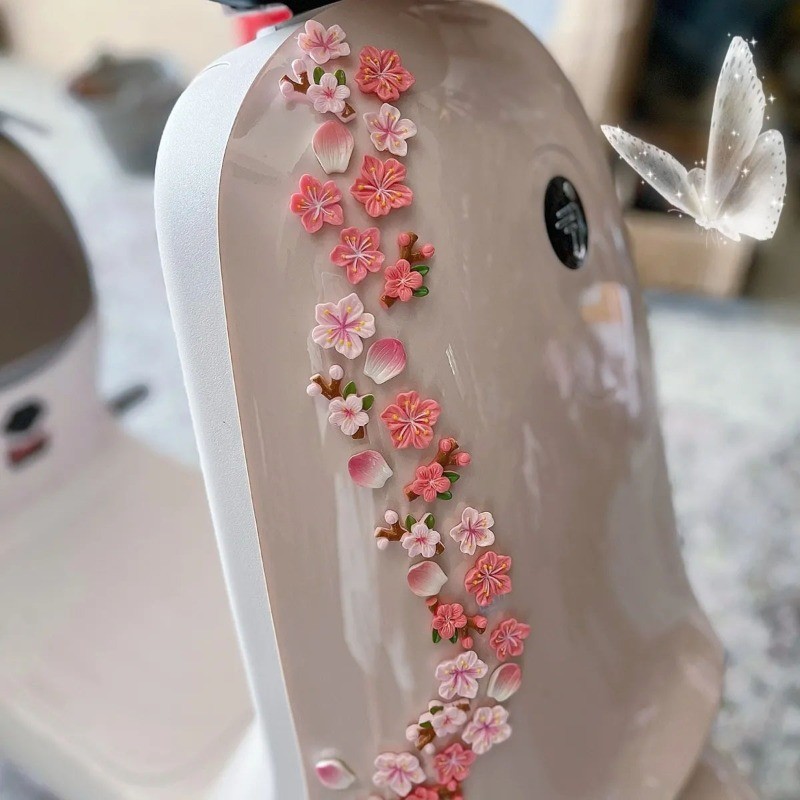 32 Pçs 3D Flor De Pêssego Simulação Sakura Decoração Do Carro Interior Console Central Criativo Meninas Brinquedo