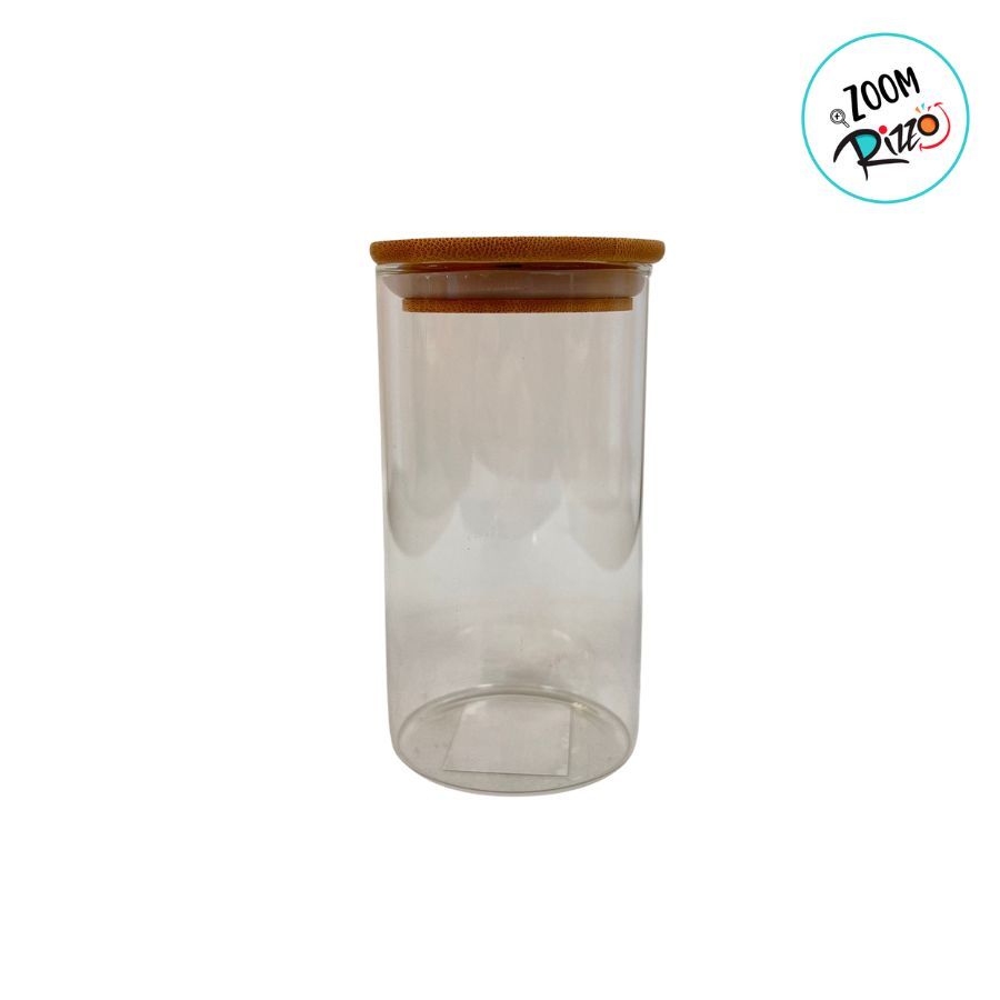 Detalhes do Pote de Vidro Hermético com Tampa de Bambu - 6,5x12cm - 300ml - 1 unidade - Rizzo