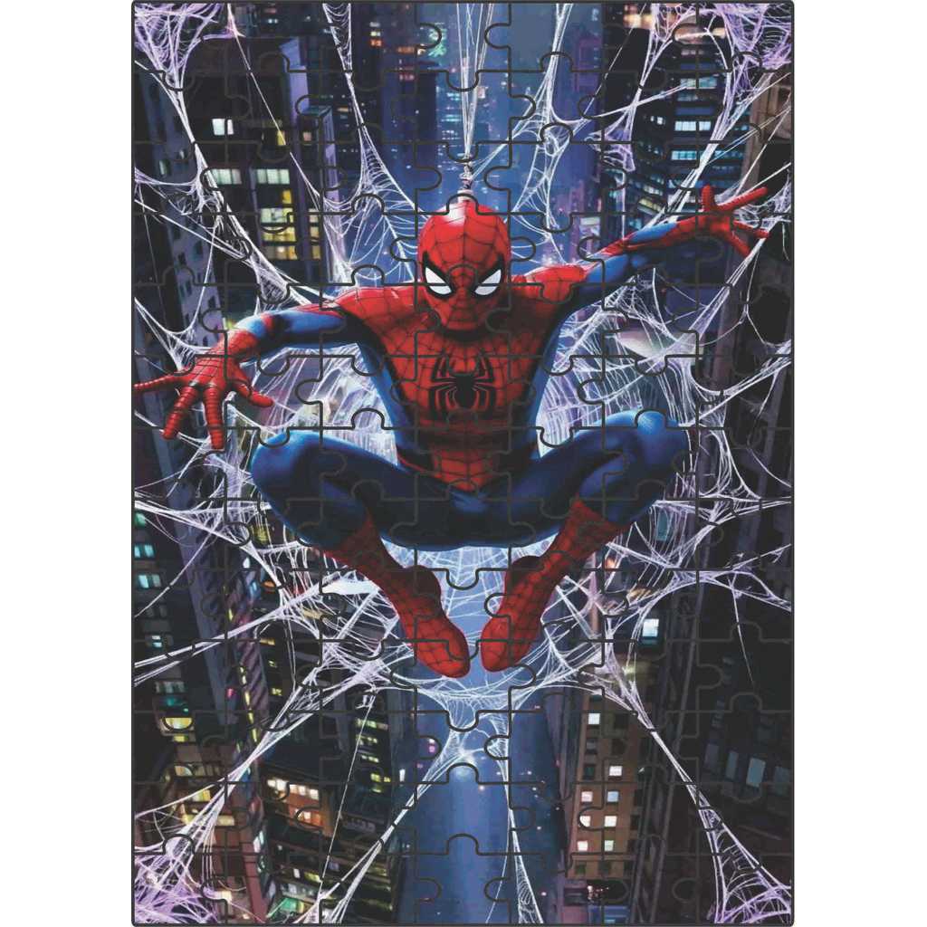 Quebra-Cabeça Jogo Infantil Educacional Homem Aranha 91 peças 20x28 cm Feito em Madeira (MDF)