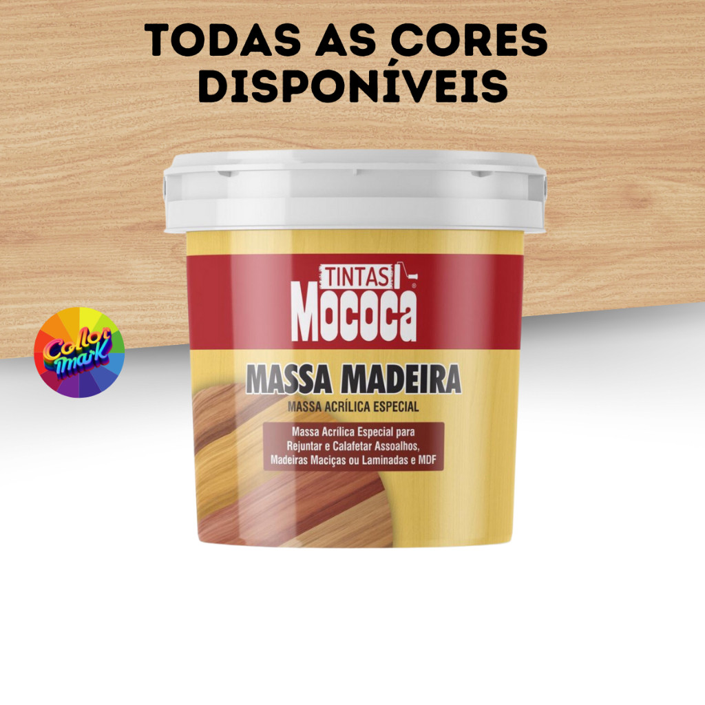 MASSA ACRILICA PARA MADEIRA 350G TODAS AS CORES MOCOCA em Oferta na Shopee