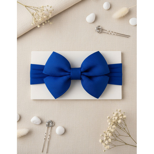 Laço Infantil Bebê Azul Royal Festa Tiara Faixinha Cabelo Luxo mesversário enxoval