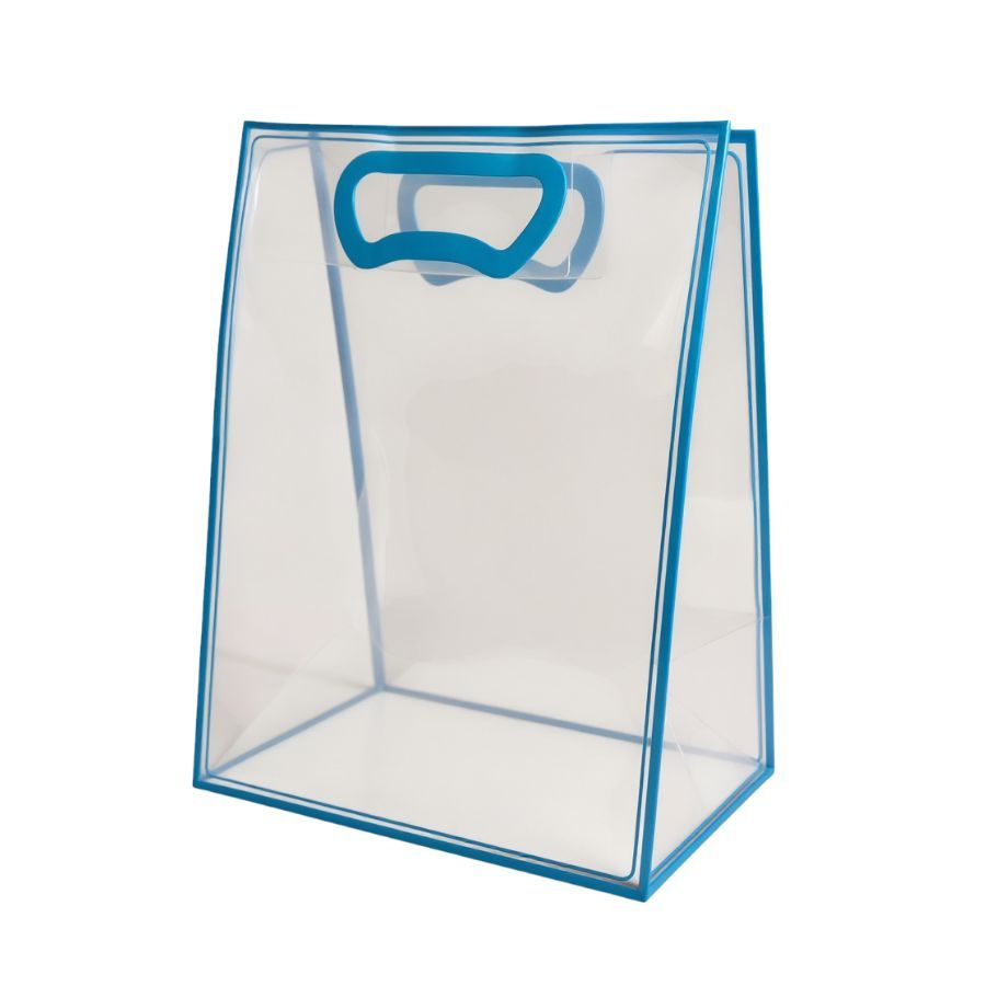 Sacola Transparente Fosca Pvc Alça Plana Azul Claro - 30x23x15cm - 10 unidades - Cromus - Rizzo em Oferta na Shopee