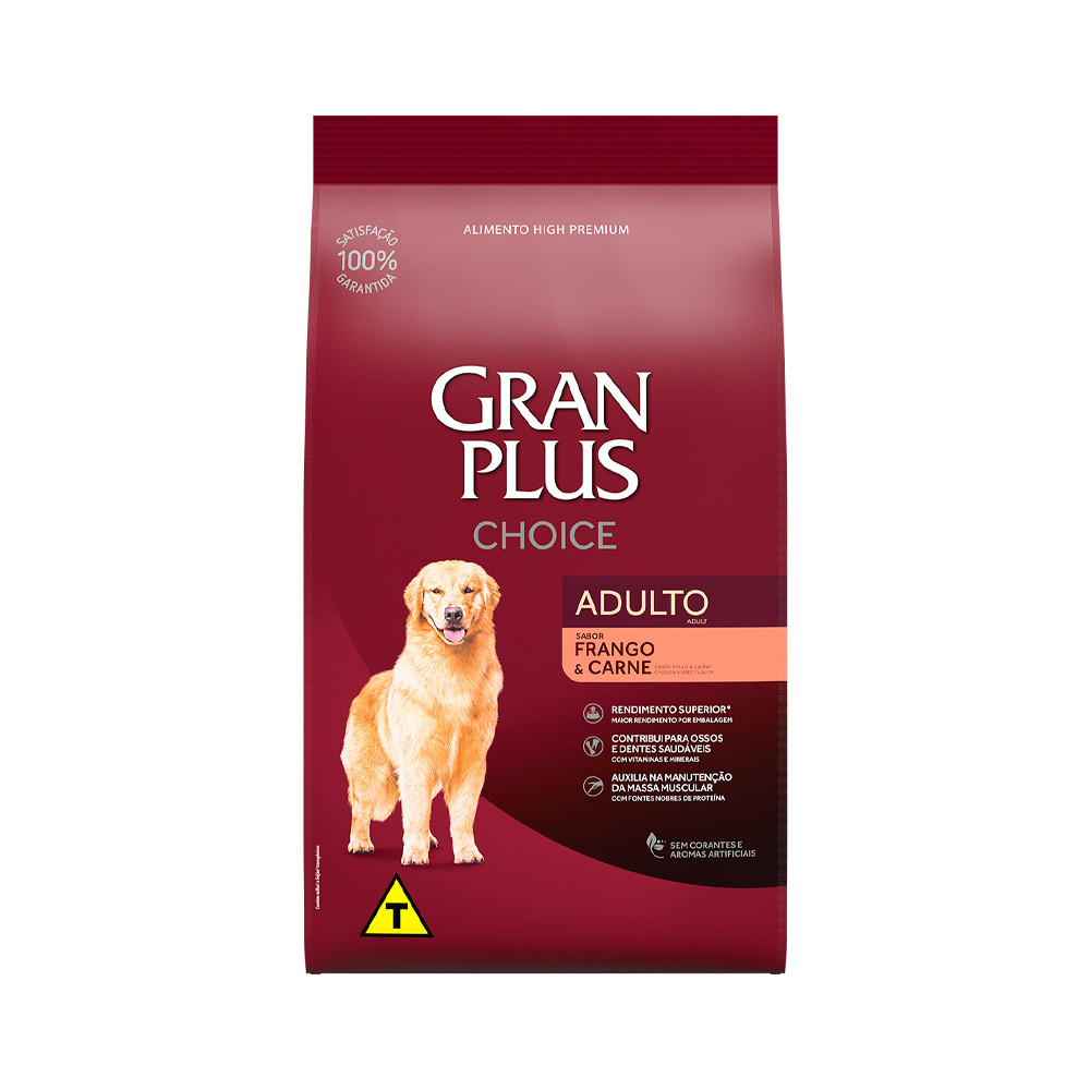 Ração para cães adultos Granplus Choice sabor frango e carne - 20kg