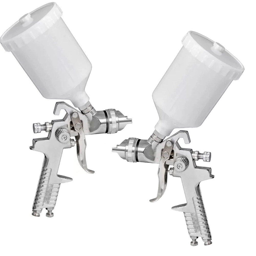 Kit com 2 Pistolas de Pintura H827P Bico de 1.4mm Sistema HVLP 50PSI Copos 600ml em Oferta na Shopee