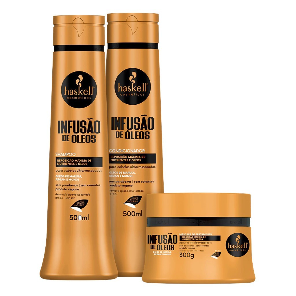 Kit Haskell Infusão de Óleos 3 itens | Nutrição Profunda para Cabelos Ultrassecos em Oferta na Shopee