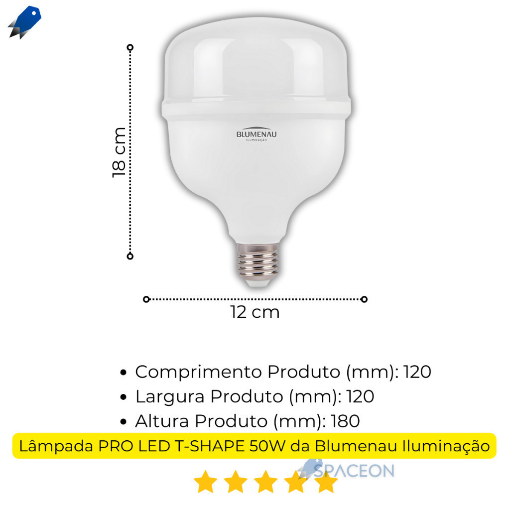 Kit 6 Lampada Led 50w Alta Potencia Bivolt 6500k Branco Frio Blumenau Iluminação