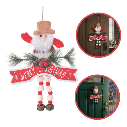 Enfeites Para Porta De Natal Wincy Boneco Papai Noel 30x20 V - Vermelho - Papai Noel