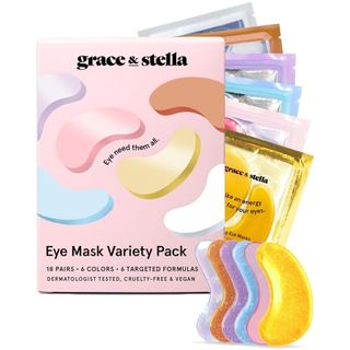 Grace & Stella Pacote Variado de Máscaras para a Área dos Olhos - 18 Pares de Patches para Olheiras - Com 6 Cores (3 Par