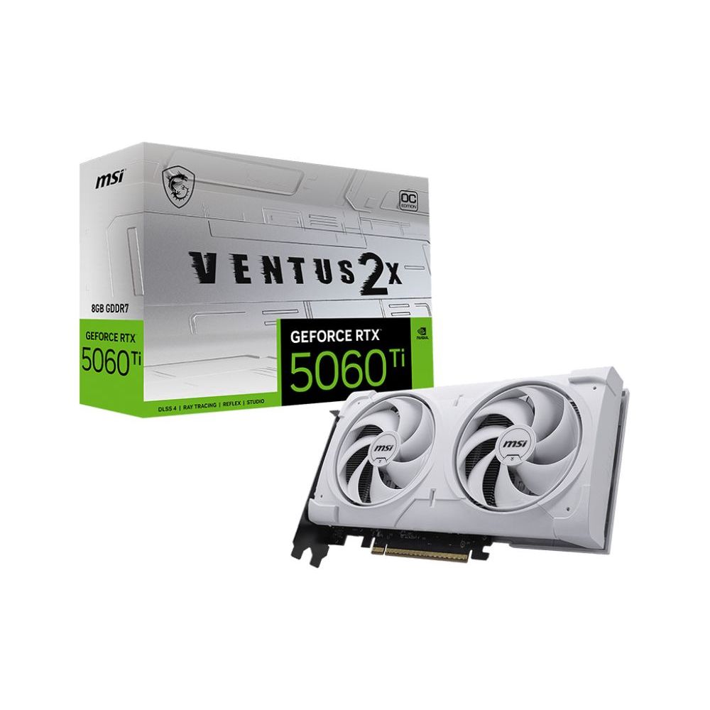 Placa de Vídeo NVIDIA GeForce MSI RTX5060TI 8GB Ventus 2X OC White Plus GDDR7 912-V536