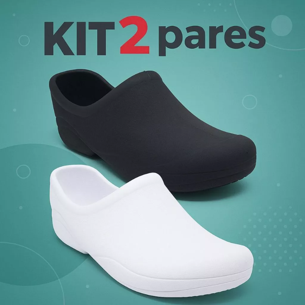 Kit 2 Pares Sapato Babuche Enfermagem Fechado Profissional Leve Confortável Antiderrapante Trabalho — imagem 1