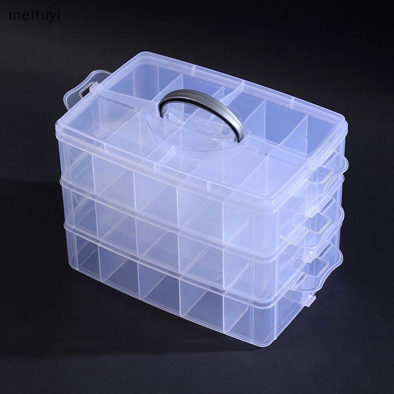 [MF] Caixa De Contas De Joias De Plástico Transparente Estável De 3 Camadas , Organizador De Armazenamento , Recipiente 