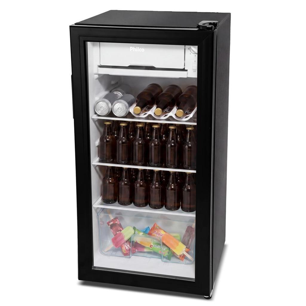 Frigobar Philco 85L  Preto 7 Níveis de Temperatura PFG105PG