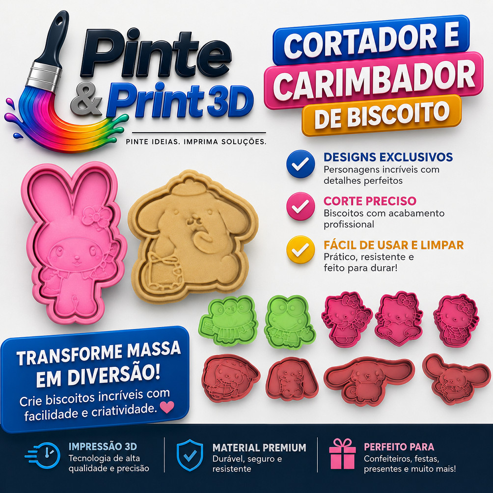 Cortador e Carimbador de Biscoito em Impressão 3D | Molde para Biscoitos, Fondant e Pasta Americana