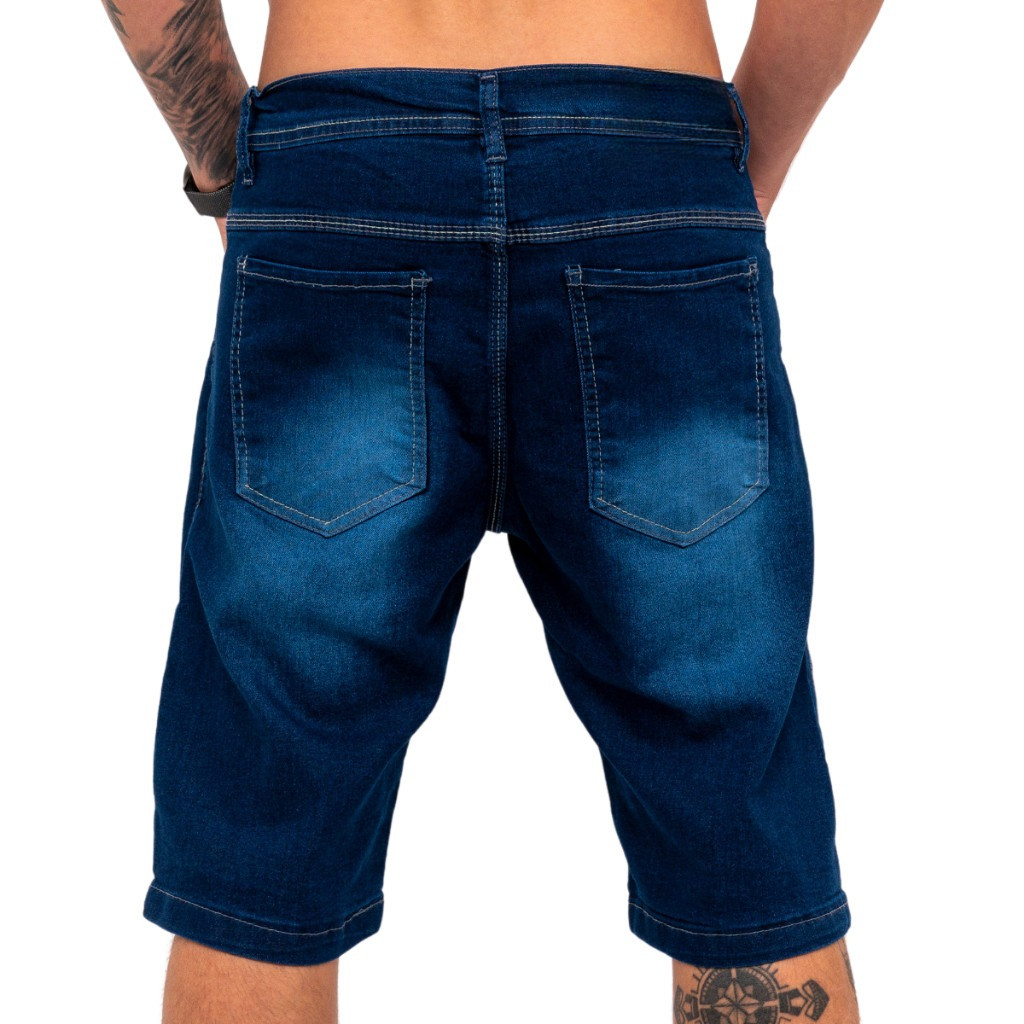 Kit 1 Bermudas Jeans Lisa Masculina Premium Algodão Confortável Corte Reto Casual Dia a Dia