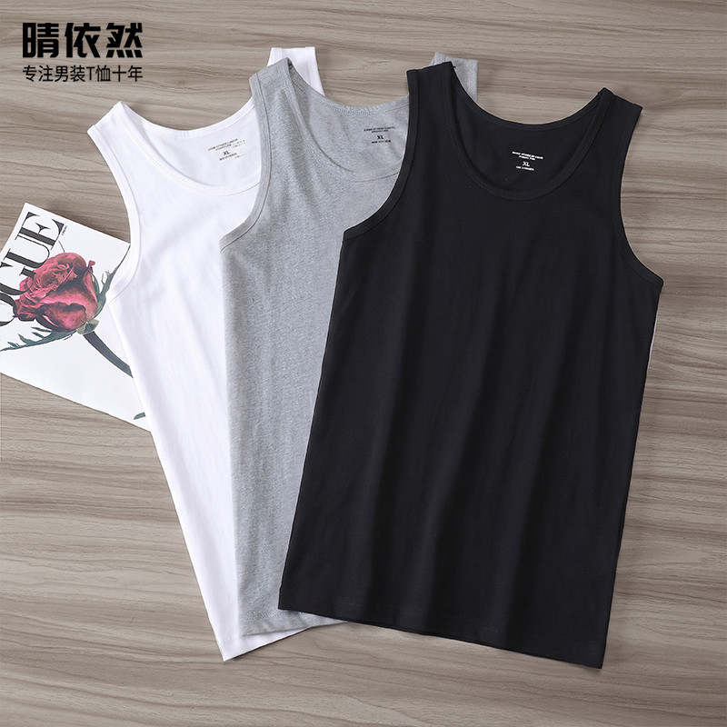 2026 verão novo estilo colete de algodão puro respirável preto branco esportes Fitness na moda solto Undershirt sem mang