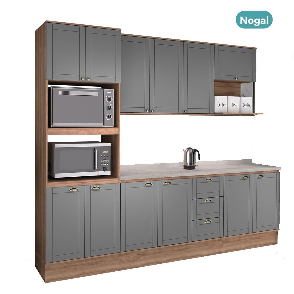 Armário de Cozinha Completa com Balcão Milla Sky Carraro Nogal com Cinza Titânio — imagem 2 de 2