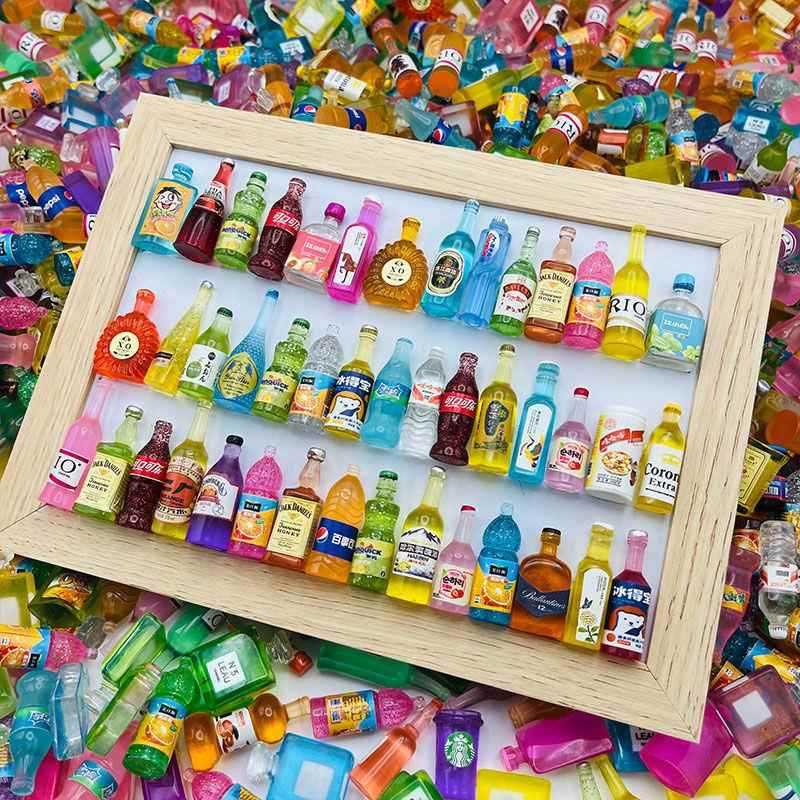 Brinquedos de comida em miniatura simulação pequena garrafa de vinho DIY acessórios de resina garrafa de bebida pequenas