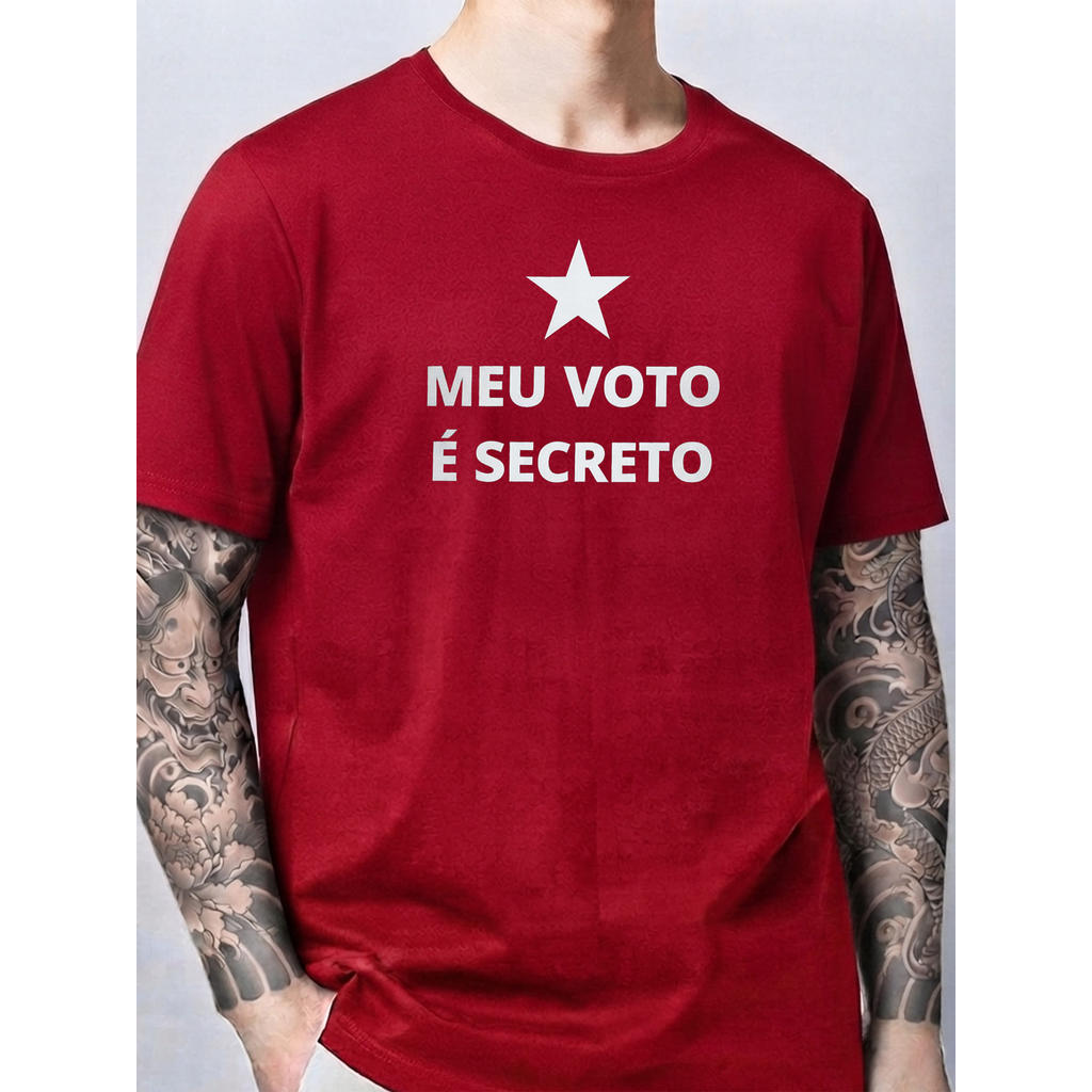 Camiseta Masculina Voto Secreto - Camisa Político Lula Unissex 100% Algodão Plus Size