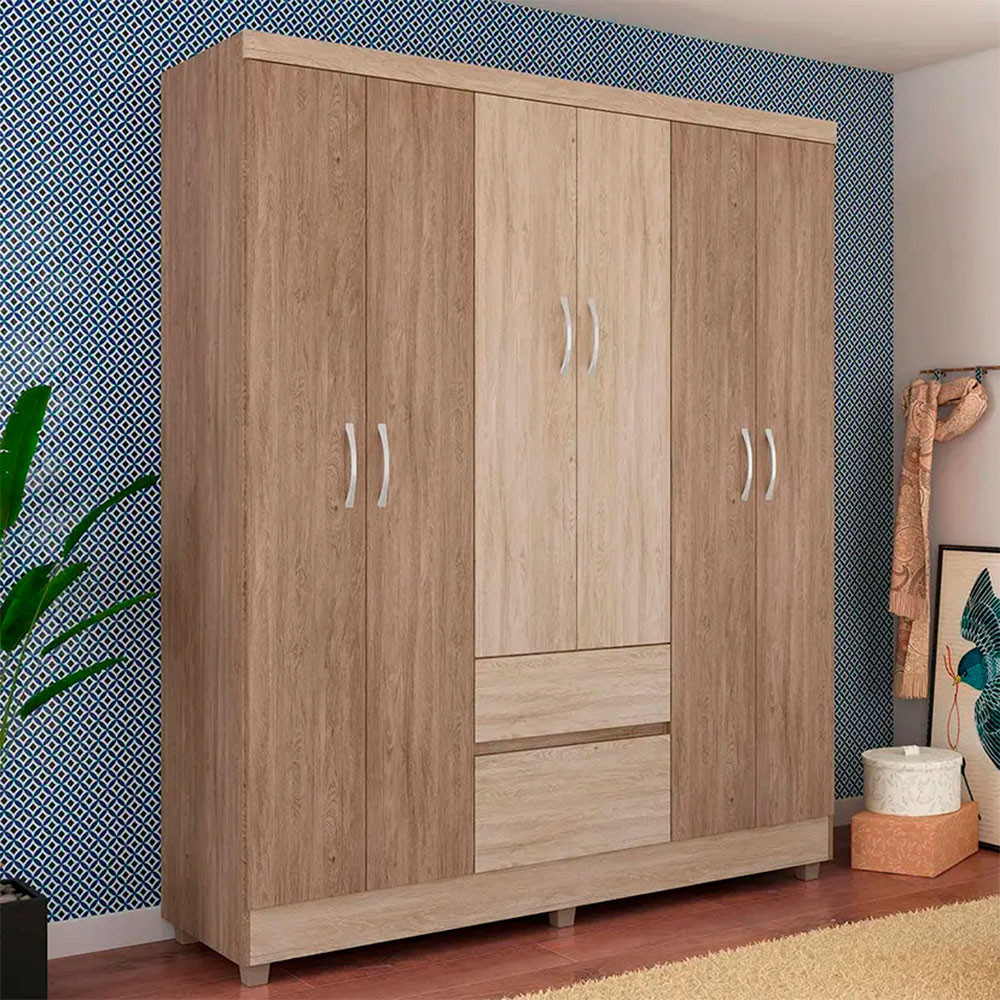 Guarda-Roupa Casal 6 Portas 2 Gavetas Flash II Demóbile