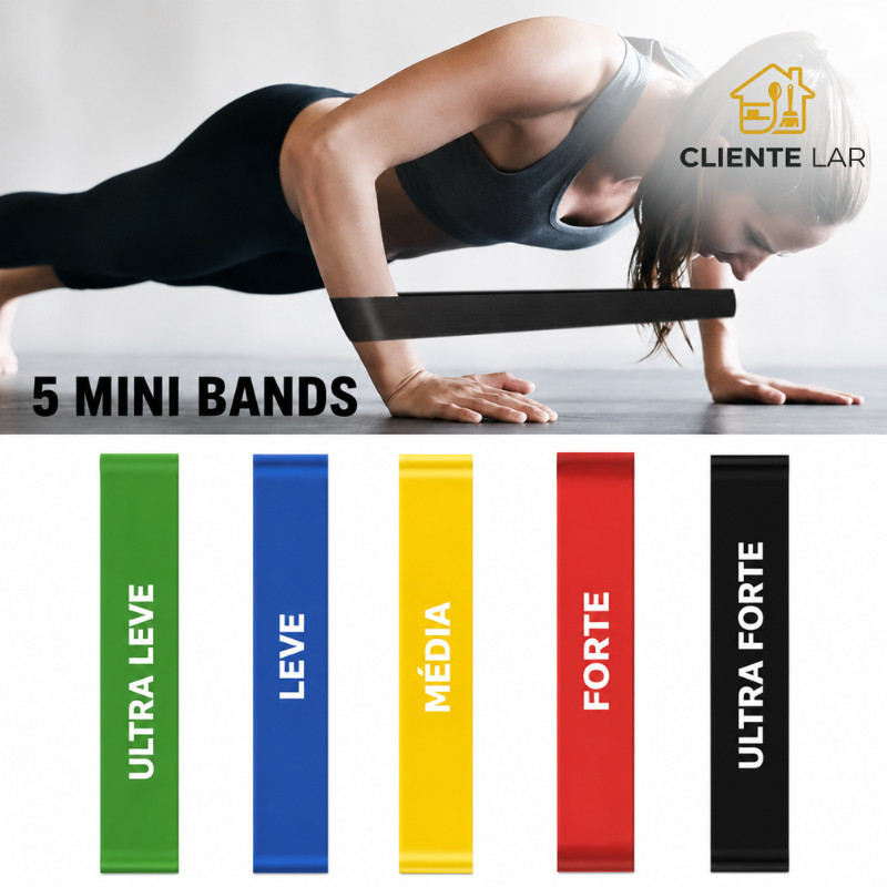 Kit Mini Band 5 Faixas Elásticas para Treino