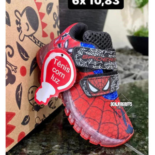 Tênis de LED Personagem Homem Aranha com Velcro
