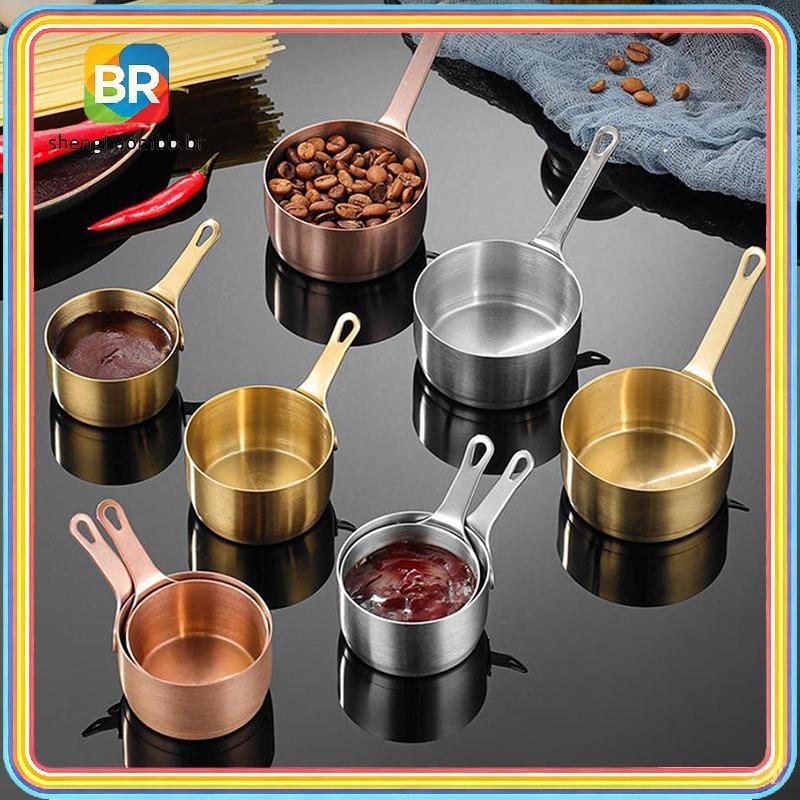 Copo Medidor De Aço Inoxidável , De Molho Antiferrugem , 50/80/100ML , Tigela De Tempero Com Alça , Mini Panela BR