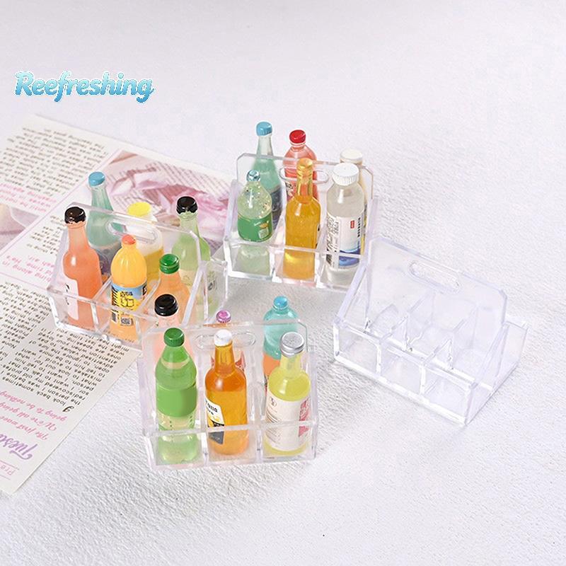Refresco 2 Pçs/1 Conjunto Mini Garrafa De Bebida Leite Base Cena Decoração Comida Jogar Casa De Boneca Brinquedo Modelo