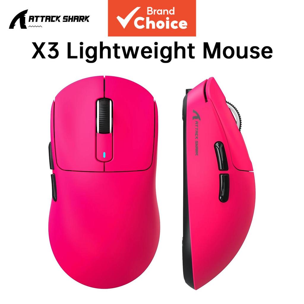 Mouse Gamer Wireless ATTACK SHARK X3, 49g, Ergonômico, Mouse para PC, Três Modos, Sensor Óptico PAW3395 26K DPI, Botões