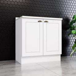 Balcão 80 Cm 2 Portas Com Tampo Para Cozinha Americana Henn