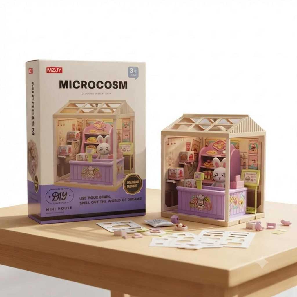 Casinha Miniatura DIY com Luz LED - Microcosm Confeitaria do Coelhinho