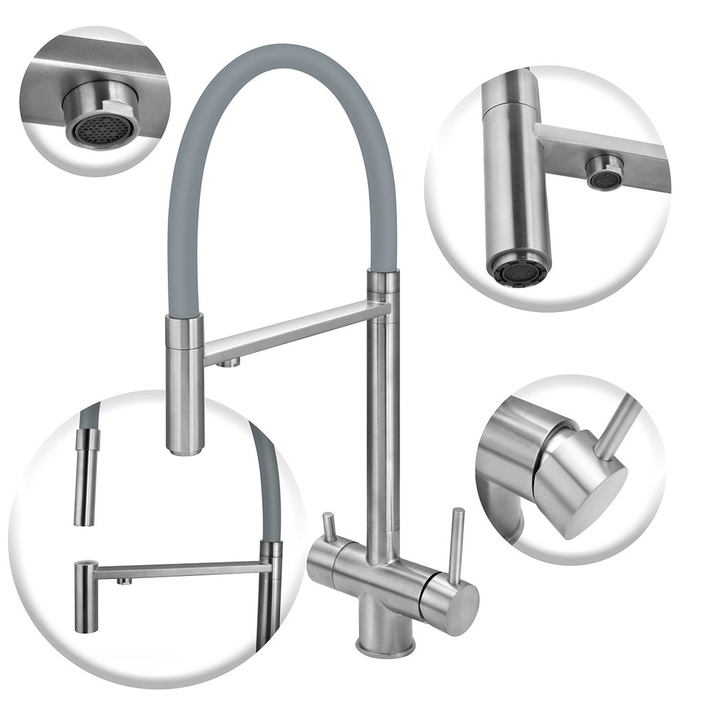 Torneira Cozinha Monocomando Saída Para Filtro Inox Escovado Agua Quente Fria Gourmet — imagem 2 de 2