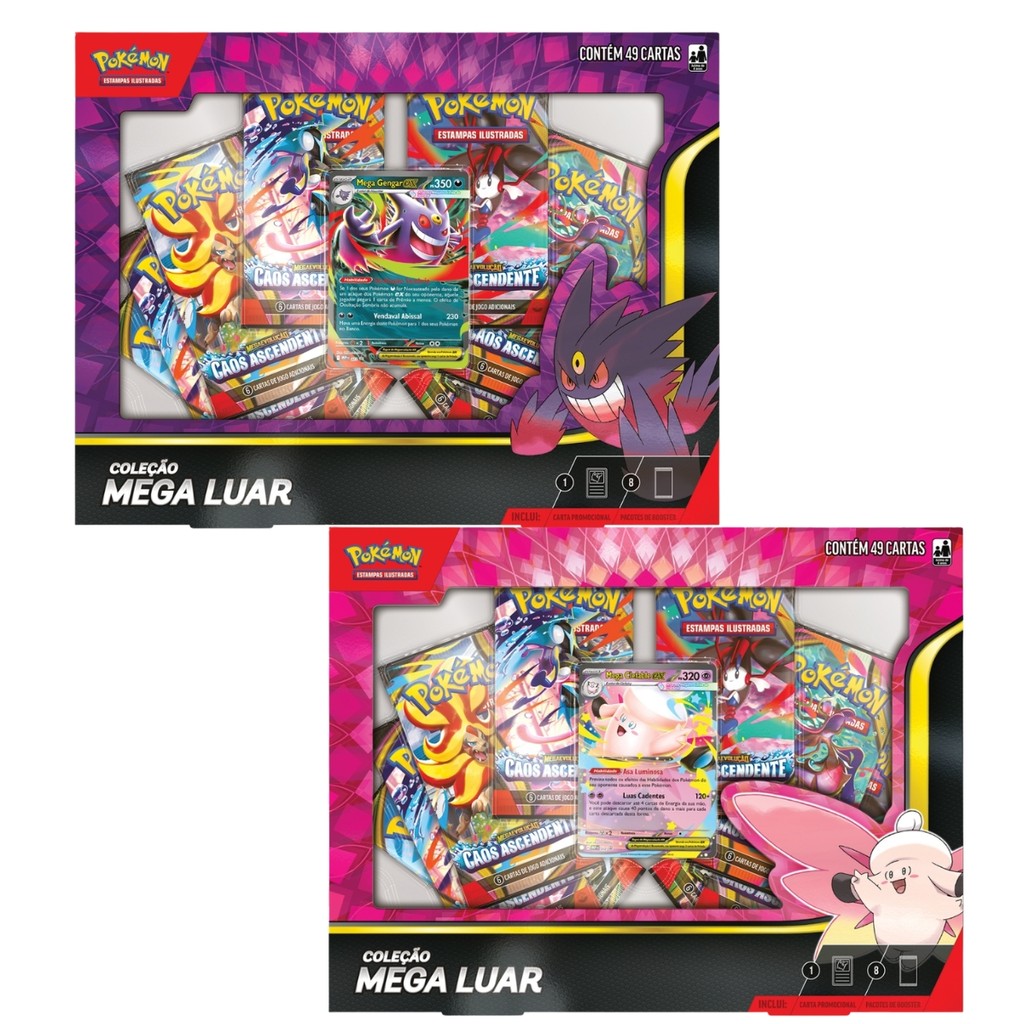 Cartas Pokémon TCG Coleção Mega Luar Gengar e Clefable ex 49 Cards Copag