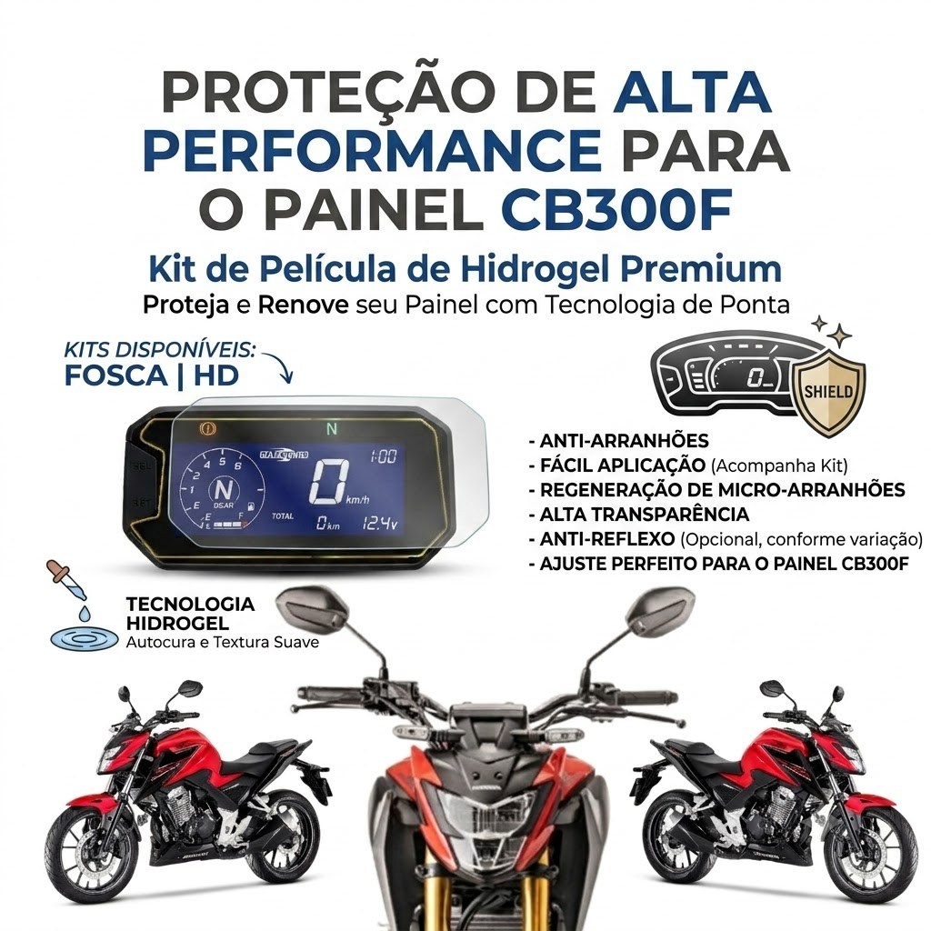 Película Hidrogel Painel Honda CB300F Twister 2023 2024 2025 2026 Protetor Anti Risco Premium
