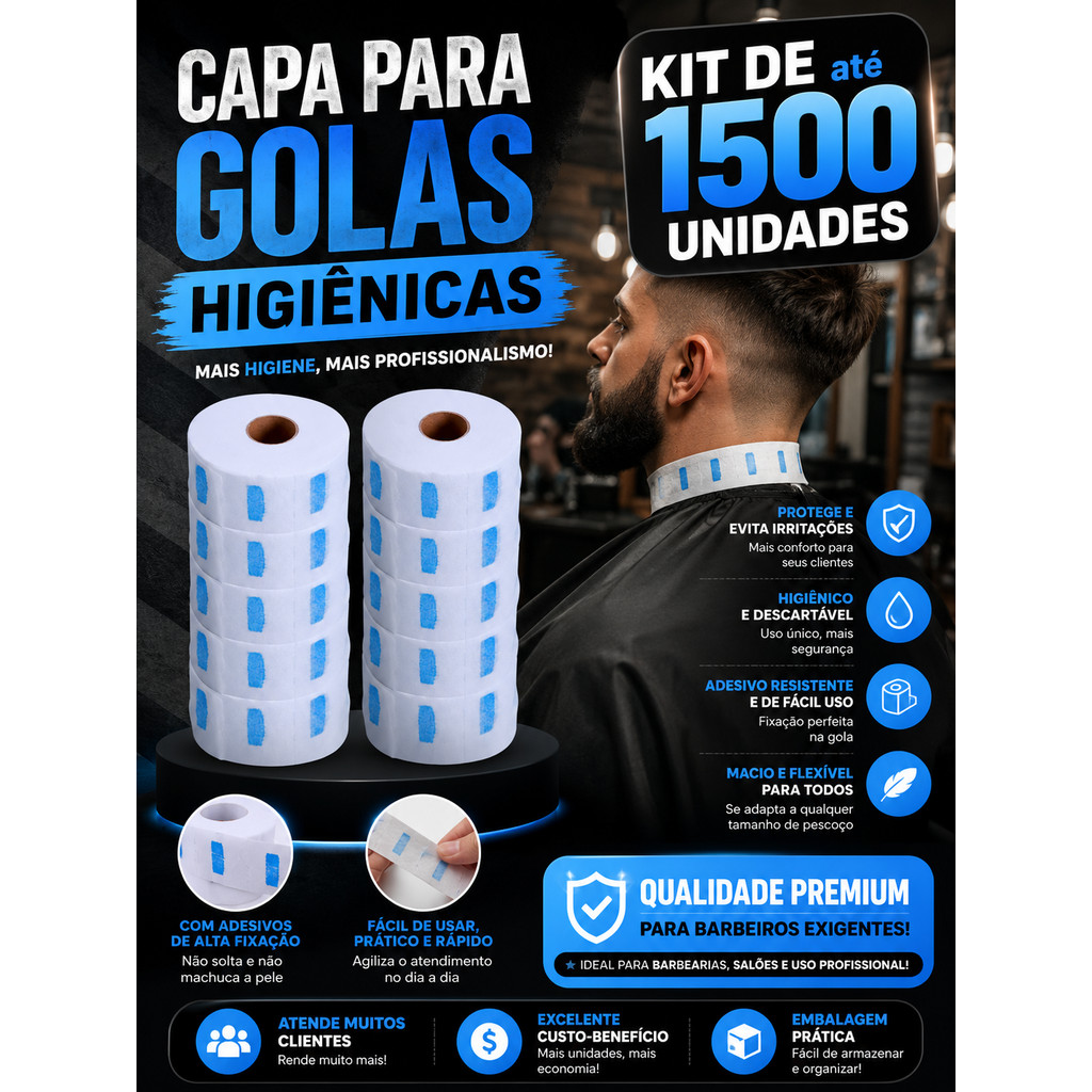 Kit 1500 Golas Higiênicas | Protetor de Pescoço Neck Paper Barbeiro Cabeleireiro