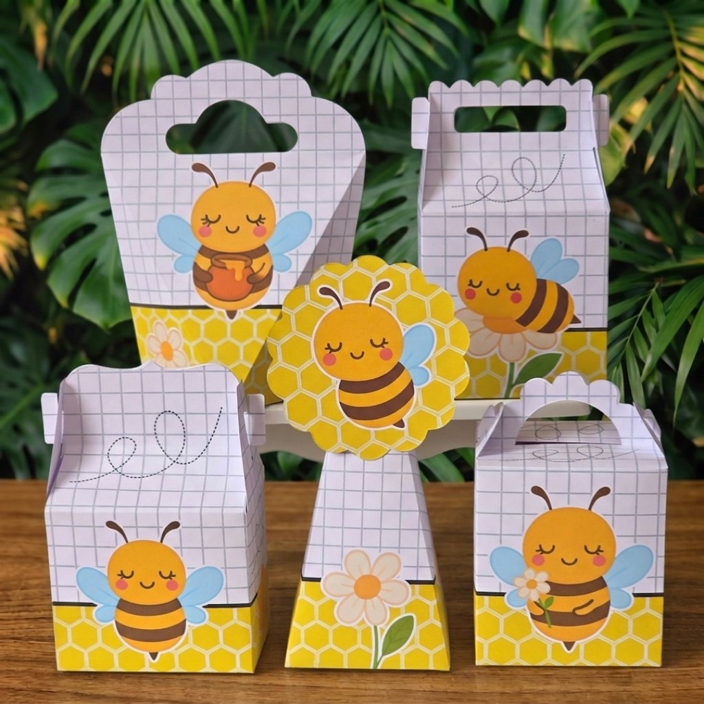 Caixinhas Abelhinha 2 - PEGUE E MONTE - PRONTA ENTREGA kit festa lembrancinha aniversario mimos decoração personalizados