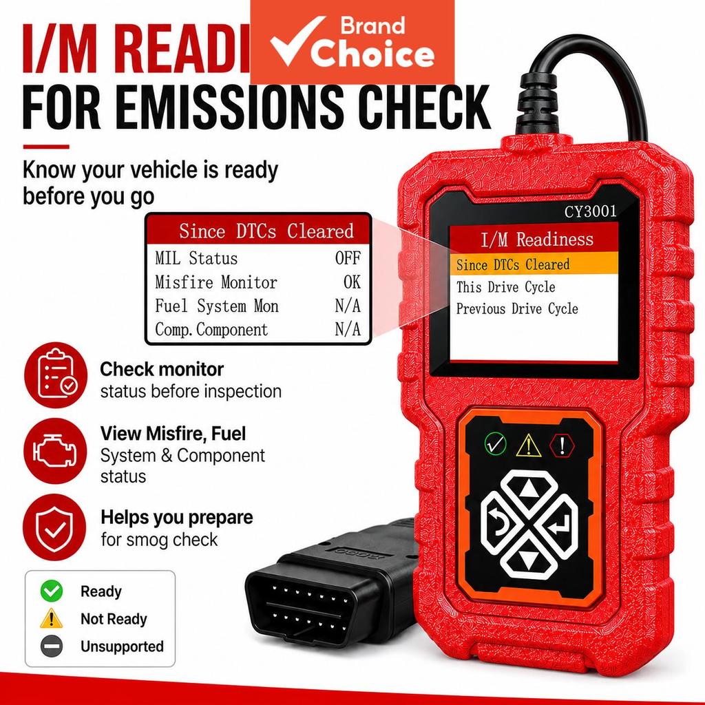 Scanner OBD2 Cy3001, Leitor de Códigos de Falha do Motor, Dados em Tempo Real, Ferramenta de Reinicialização da Luz de