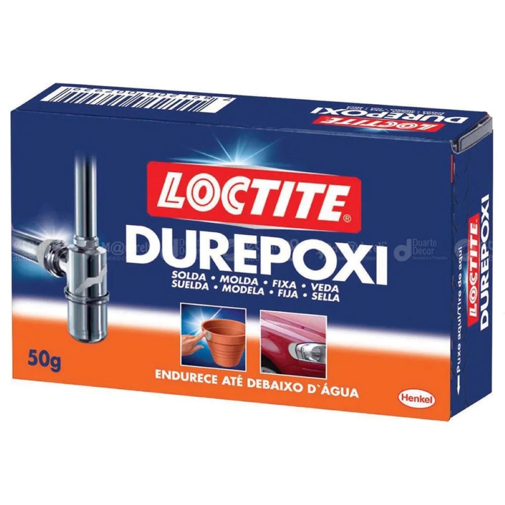 Durepoxi Loctite, Massa Epóxi Cinza, Prova d'Água, 1x50g