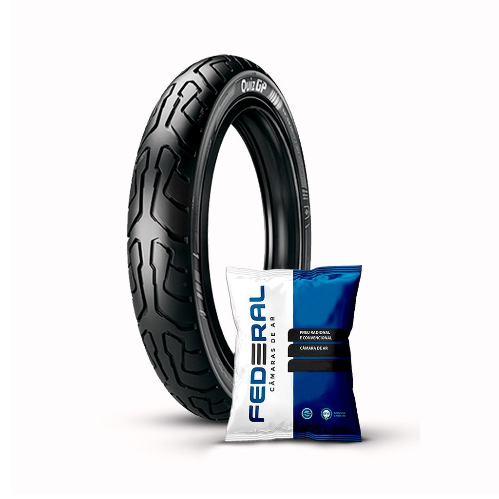 Kit Pneu Aro 14 Ira QzGp 80/100-14 + Câmara de Ar Biz 100/110/125