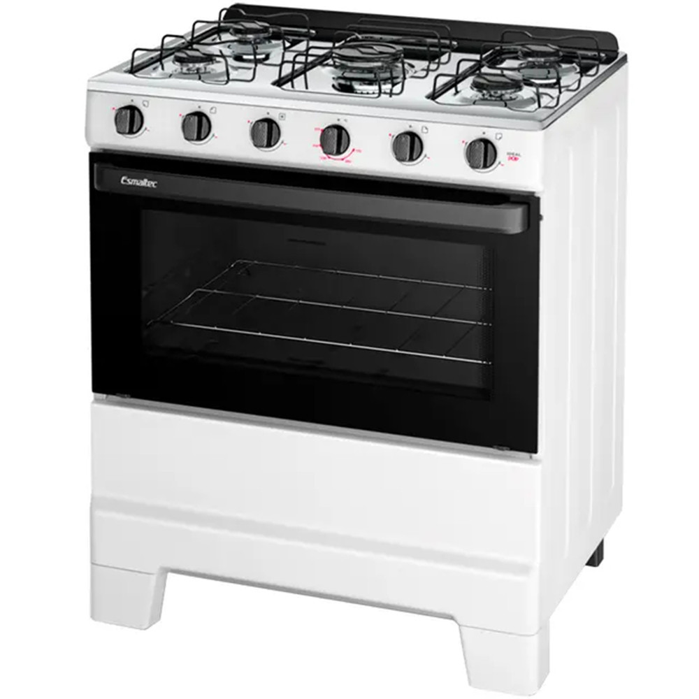 Fogão Esmaltec Ideal Pop 5 Bocas Manual Mesa Aço Inox