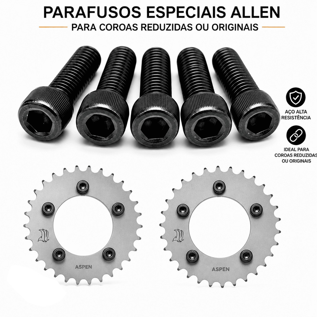 Kit 5 Parafusos Allen Coroa Reduzida CBX250 TWISTER CBX200 CB300R