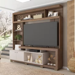 Estante para TV e Home Theater até 55 Polegadas 210CMX207,2cm 2 Portas Formosa Marrom Lamina Mel/Off White