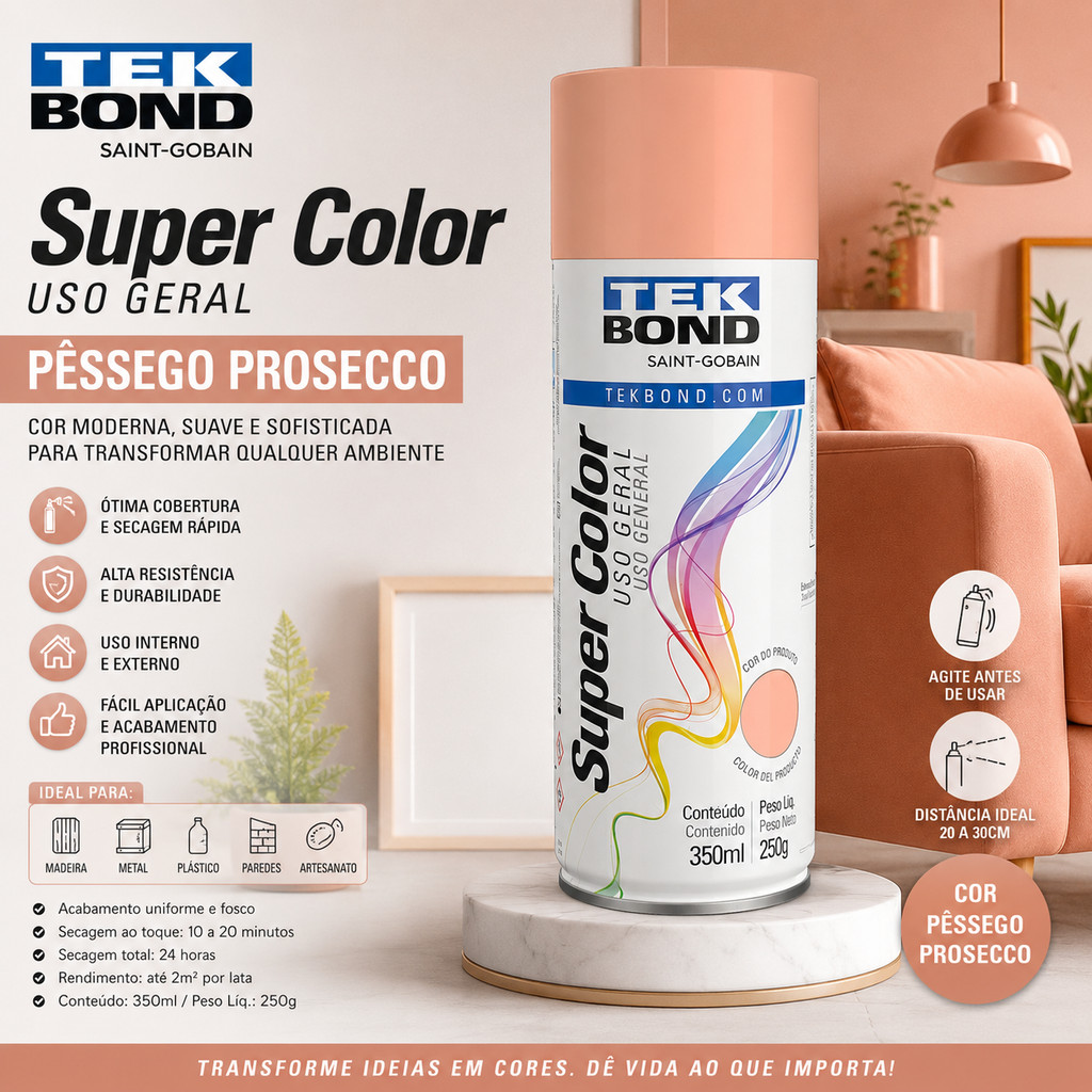 Tinta Spray Uso Geral Rosa 350ml Tekbond